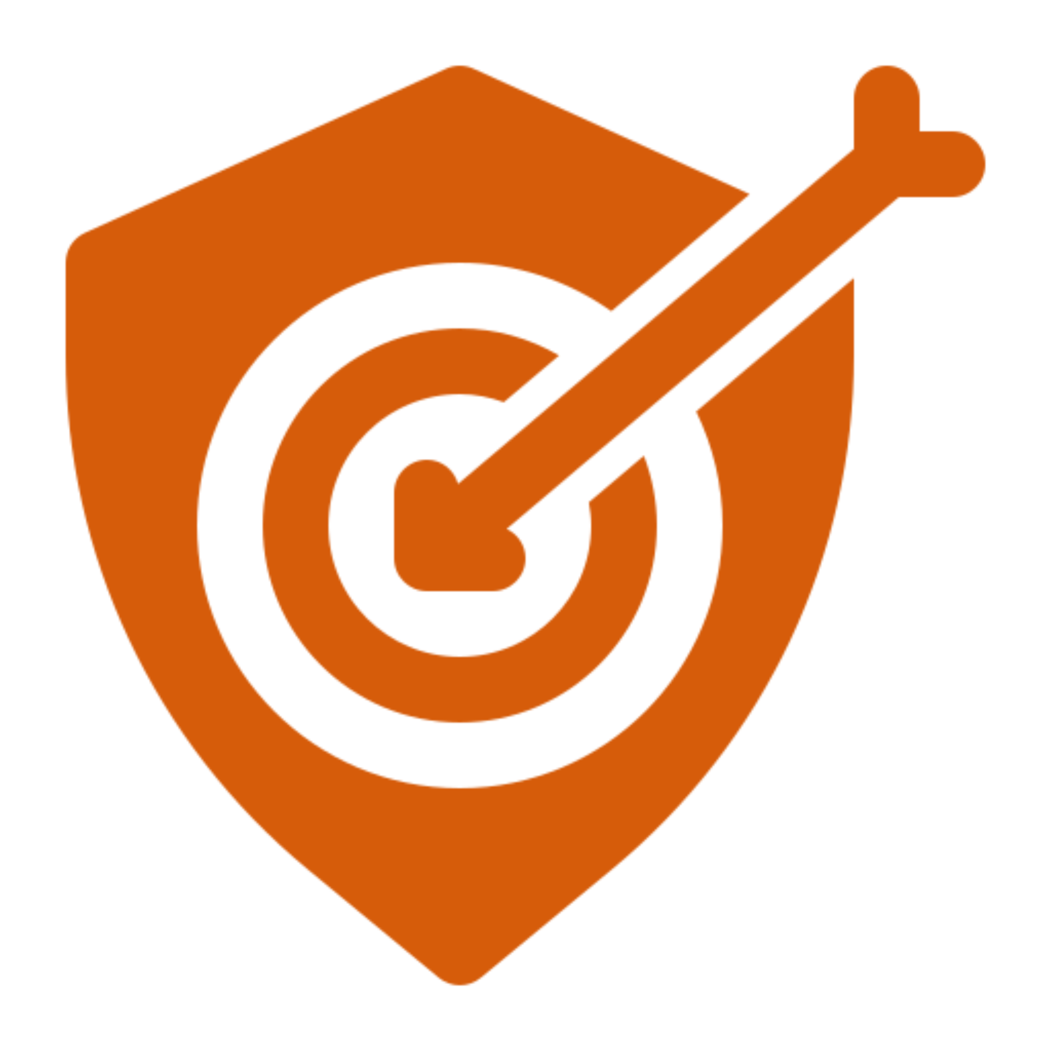 Orange shield with bullseye and arrow.