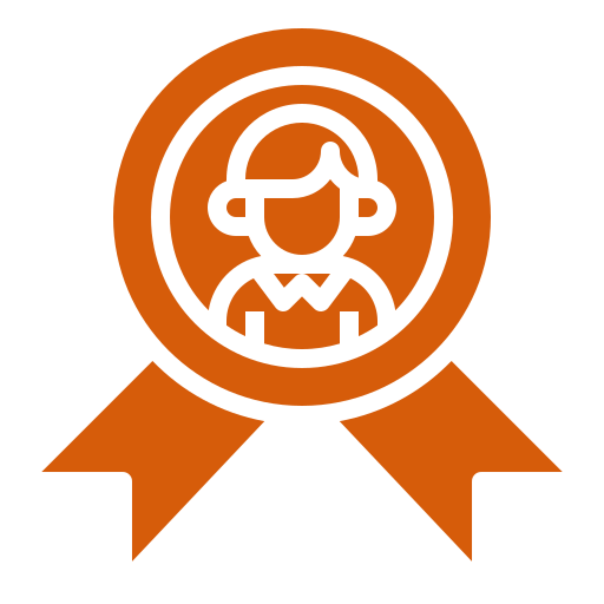 Award icon with person silhouette in orange.