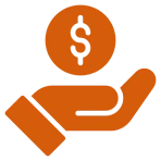 Hand holding dollar sign icon.