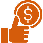 Thumbs up with a dollar sign icon.